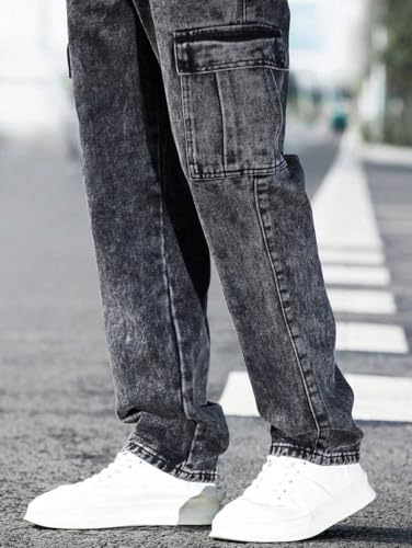 Image of TAGAS Men Loose Fit Men's Flip Pocket Jeans || Mens Stylish Cotton Loose Fit Denim Cargo || Multi-Pocket Styling Pant||