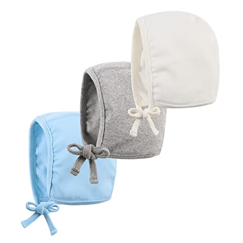 Image of Bamery Infant Baby Bonnet 0-6 Months Newborn Boy Beanie Hat Soft Cotton Baby Girl Turbans Set Single Layer for Spring