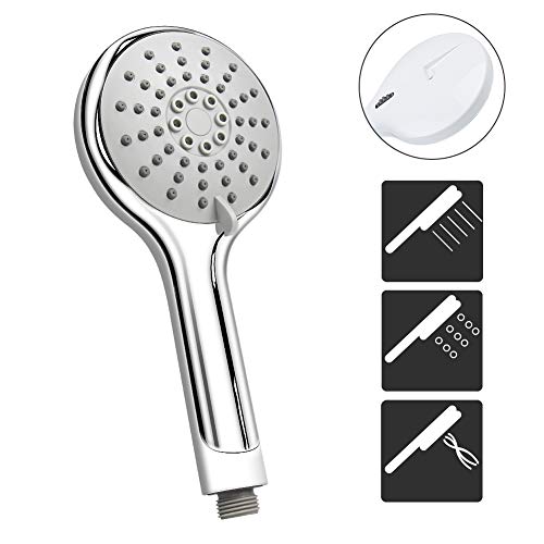 Shower Head Replacement, Universal Shower Head High Pressure Bath Shower with 3 Mode, Handheld Shower Head with Spouting Water Function - White