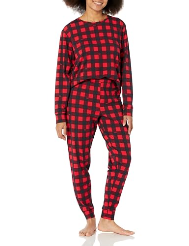 Happy Nation Girls Adult Size Classic Pj Sleep Set, Red Lolli Buffalo Check