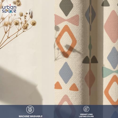 Image of Urban Space Boho Decorative Curtain for Window, 100% Cotton Curtain 5 Feet Long, 60-65% Room Darkening with Tieback and Eyelets, 1 piece Curtain for Home Decor (Polaris, Window - 5 Feet)