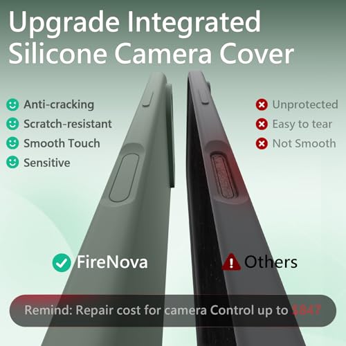 Image of FireNova Magnetic for iPhone Air Case, Compatible with MagSafe, [Integrated Silicone Camera Control Button] [Camera Protection] Microfiber Lining Phone Case for iPhone 17 Air, 6.5 inch, Calke Green