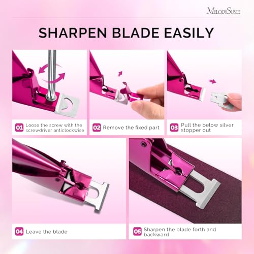 Image of MelodySusie 2Pcs Acrylic Nail Clippers with Magnet Sizers, Professional Nail Cutters for Long Acrylic Gel Nails Tips, Adjustable Stainless Nail Trimmer, Manicure Tool for Salon Home, Plum & Pink