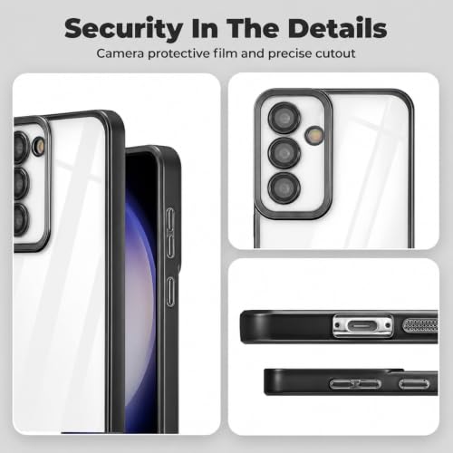 Image of VONZEE Clear Logo Electroplating Transparent Case for Samsung A55 5G, Magnetic Plating Electroplate TPU Cover, Individual Camera Protection for Each Lens - Black