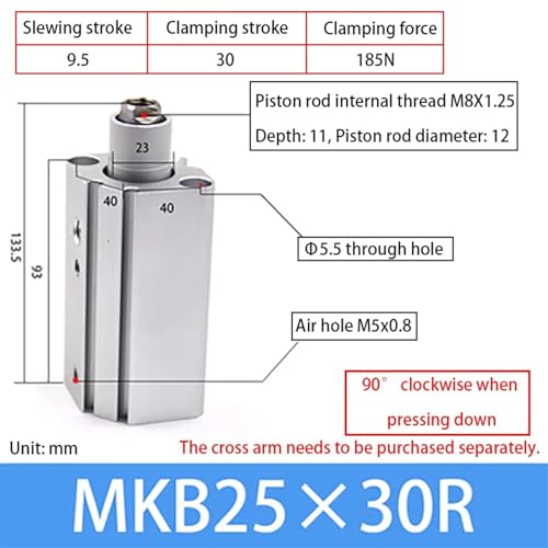 Cylindre pneumatique rotatif MKB25X30R pour automatisme compact