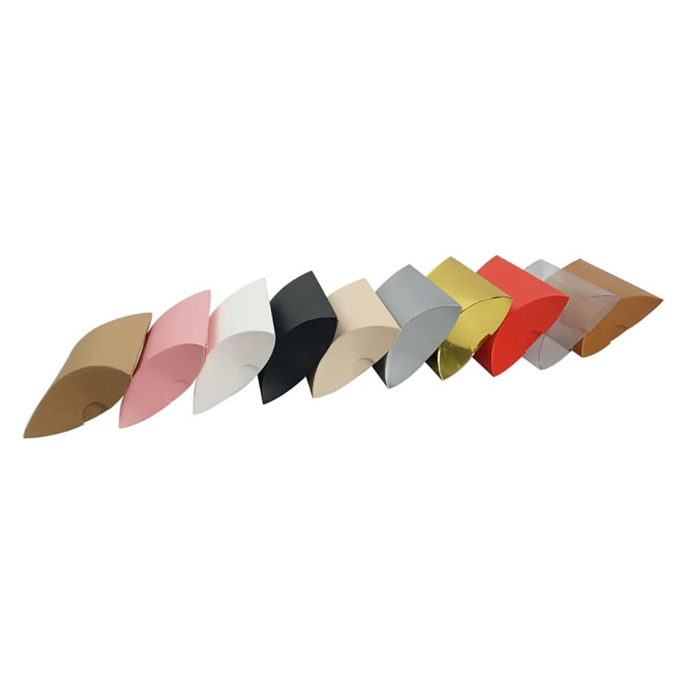 HugeDE 100 Pcs Carboard Pillow Boxes Party Favor Gift Box Small Candy Wrapping Cases Jewelry Packaging Paper Case for Wedding Baby Shower Pink - Image 2