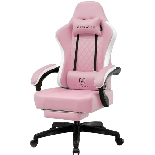 GTPLAYER Sedia da gaming, poltrona ergonomica da gaming, sedia da scrivania in similpelle, cuscino di seduta a molle, braccioli e poggiapiedi collegabili, portata massima 150 kg.