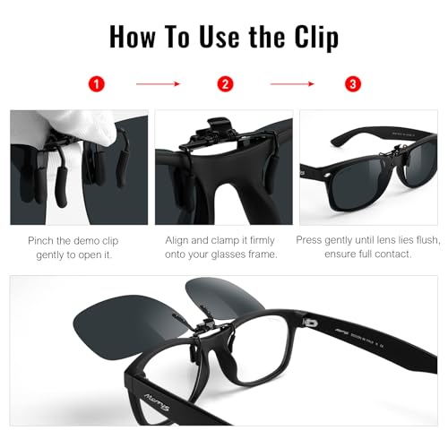 Image of MERRY'S Polarized Clip on Sunglasses Flip Up Metal Clip Attachments for Prescription Glasses