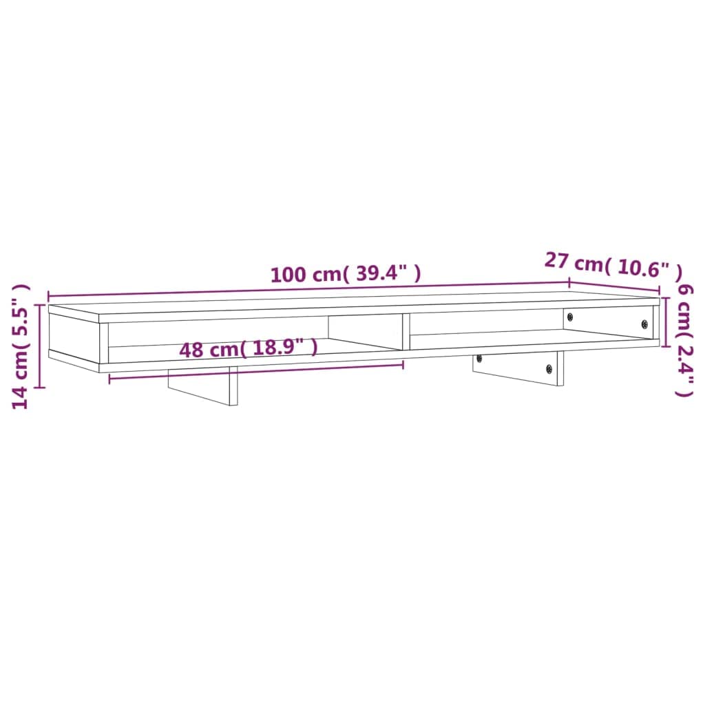 Supporto per monitor in legno di pino massiccio, 100 x 27 x 14 cm, telaio in legno con vano portaoggetti, per monitor, tavolo per laptop, scrivania in piedi per ufficio, home office