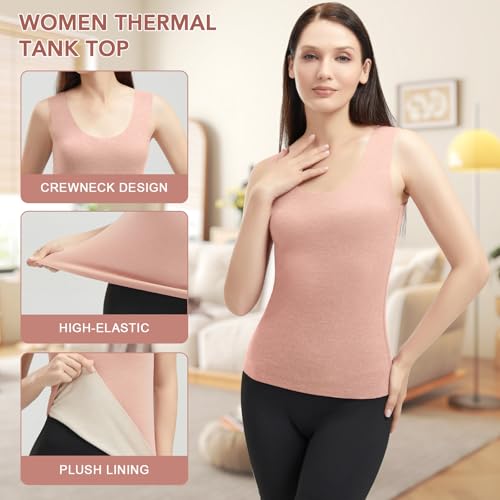 Women's Fleece Lined Thermals Underwear Tops Base Layer Tank Top Vest for Cold Weather 4,5Pairs4