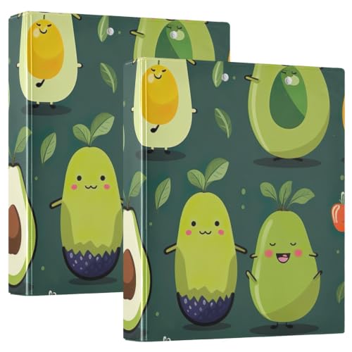 Classeur 3 anneaux avocat mignon avec poches format flexible ex2