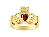 *RYLOS Claddagh, Chaddah, Cladder Love, Loyalty Freindship Garnet & Diamond Ring   January Birthstone*