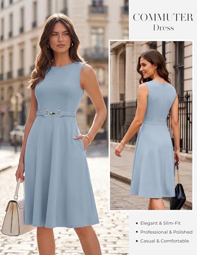 GRACE KARIN Work Business Midi Flowy Sleeveless Dresses for Women Blue L - image 2