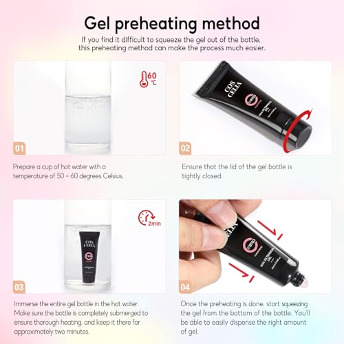 COSCELIA Poly Gel Nägel Set,4 Farben Poly Extension Gel Nägel Set mit UV Lampe Transparent Orange Rosa Cyan Nagelset Gelnägel Starterset, Nagelverlängerung Builde Kit Base Top Coat Slip Solution