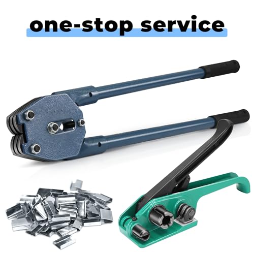 Image of Strapping Sealer /Crimper for 1 /2 inch-3 /4 inch Polypropylene (PP) Polyester Strapping Band Manual Banding Tool with 20.5 inch Extended Handle (Blue)