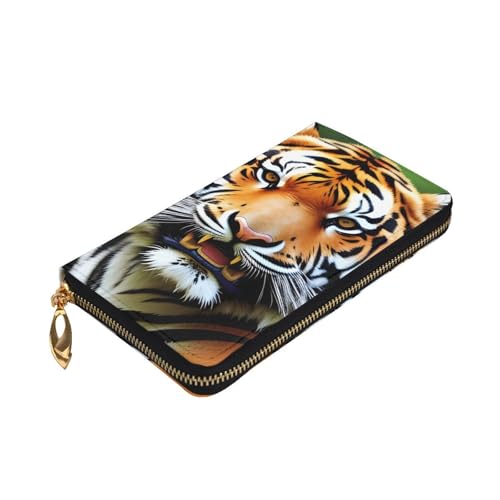 Fierce Tiger Prints Leather Long Clutch Wallet for Fashionable Girls and Women - Durable, Stylish, and Functional, Black, One Size3