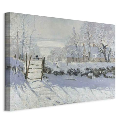 murando Quadro Acustico Claude Monet 90x60 cm 1 Pezzo schiuma acustica Quadri Moderni Soggiorno - Stampa su Tela Pannelli Fonoassorbenti Decorativi La Gazza Mattina Invernale l-G-10002-b-a