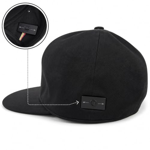 Image of HRK LED Display Snapback Cap, Black, 23x18x13 cm | Programmable Display, App Controlled, Scrolling Text & Animations, Adjustable Snapback, Unisex Design