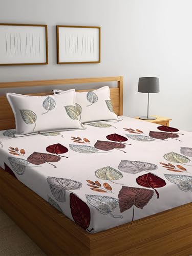 Image of 250 Tc Glace Cotton Super Soft Flat Double Bed Bedsheets With 2 Pillow Covers For Bed King Size (Size-90 X 100 Inch) (Cream)
