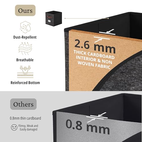 DECOMOMO Storage Bins, Cube Storage Bin with Labels, Fabric Storage Cubes for Shelves (10.5" x 11" / 6pcs, Black Pattern) by DECOMOMO - Image 5