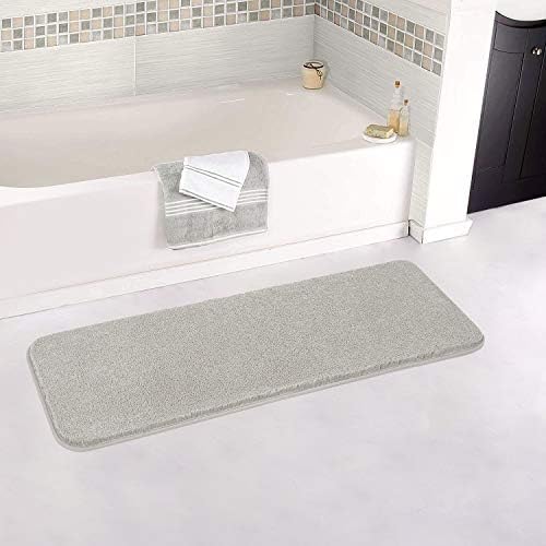 ZARCKER Bath Mat, Non Slip Bathroom Mat 40*60CM, Machine Washable Extra Water Absorbent Bath Rug, Soft and Fluffy Microfiber Bathroom Carpet - White