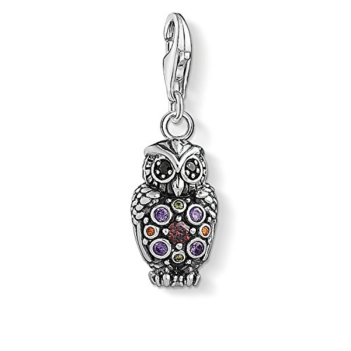 Thomas Sabo - Charm con Cierre para Mujer "Búho brillante ", Plata de Ley 925, con …