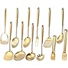 Amazon.com: Gold Kitchen Utensils Set, 12 PCS Brass Matte Serving ...