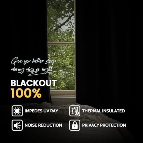 Image of Yakamok Sage Blackout Curtains 84 Inches Long for Bedroom 40 inch Wide 2 Panel | Blackout Curtain Panels for Bedroom, 2 Thick Layers Grommet Top Thermal Insulated Drapes with White Back for Living Room