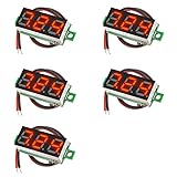 サムコス LEDデジタル電圧計 2線式 0.28インチ 2.5V-30V 5個セット 赤 デジタルデ ィスプレイ電圧テスターDC 回路テスト