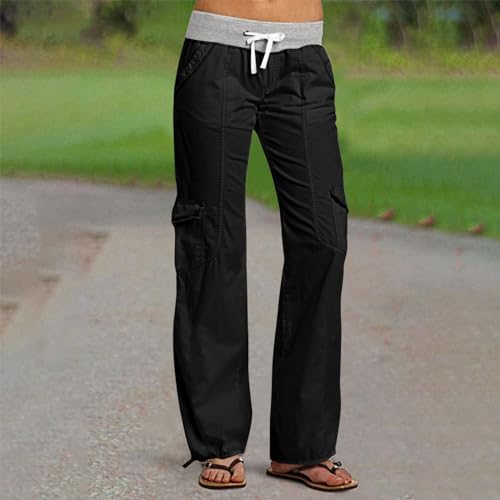 Calças para jovens outono verão Cargo Track Athletic Yoga High Cut Calças femininas 2024, O-042 Pret