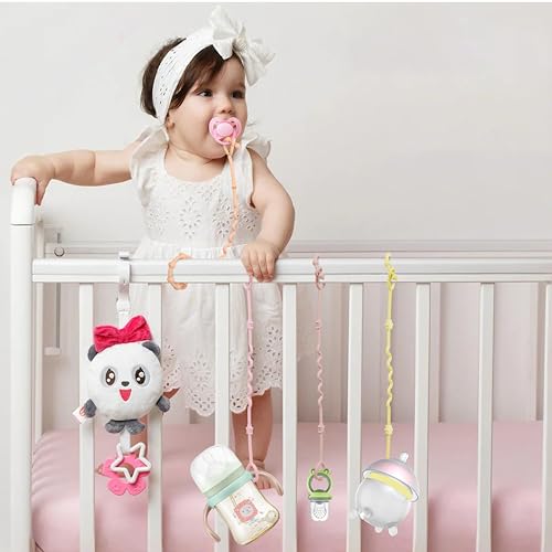 RTMOK Toy Straps for Baby, Silicone Setpacifier Clip,Applies to Car Seat Toy,Teether Toy,High Chair,Stroller Accessories,Baby Toy Clips,Cribs,Rocking Chair - Thumbnail 5