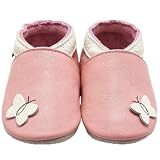 Mejale Chaussons Cuir Souple Chaussures Cuir Souple Chaussons Enfants Pantoufles Chaussures Premiers Pas Dessin animé Papillon   Rose(6 12 Mois/ M )