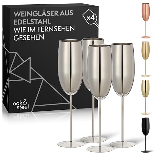 OS Oak & Steel ENGLAND 4 Sektgläser aus Edelstahl