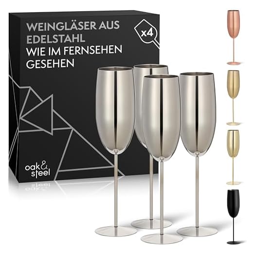 OS Oak & Steel ENGLAND 4 Sektgläser aus Edelstahl