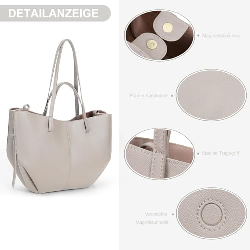 TIAASTAP Groß Handtasche Damen Tote Bag Kunstleder Shopper Tasche Elegante Schultertasche Henkeltaschen Handbags für Uni Einkaufen Reisen
