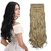REECHO 16" Curly Wavy 4 Pieces Set Thick Clip in on Hair Extensions Bleach Blonde