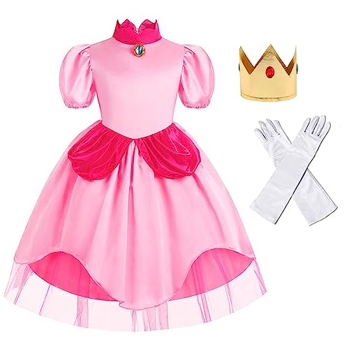 Girls Princess Peach dress Super Brothers Party Dresses Kids 3-12 Years