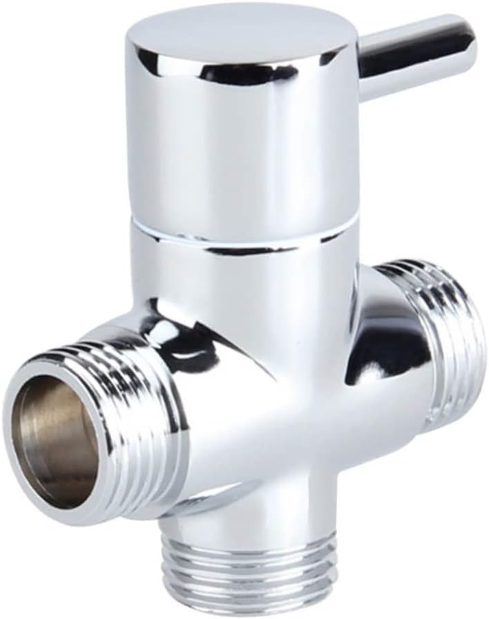 Shower Diverter Valve Replacement, 3 Way T-Adapter Shut-Off Valve for Shower Head Arm Diverter, G1/2 Male Inlet x G1/2 & G3/4 Outlet