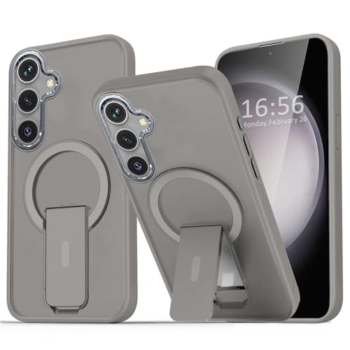 DIZORO Compatible with Samsung S24 Case with Magsafe, Included Kick Stand, Military-Grade Drop Protection & Hard PC Back Cover Slim Matte Feel Anti-Scratch Shockproof Phone Case – Titanium- Best and cheap mobile covers in India