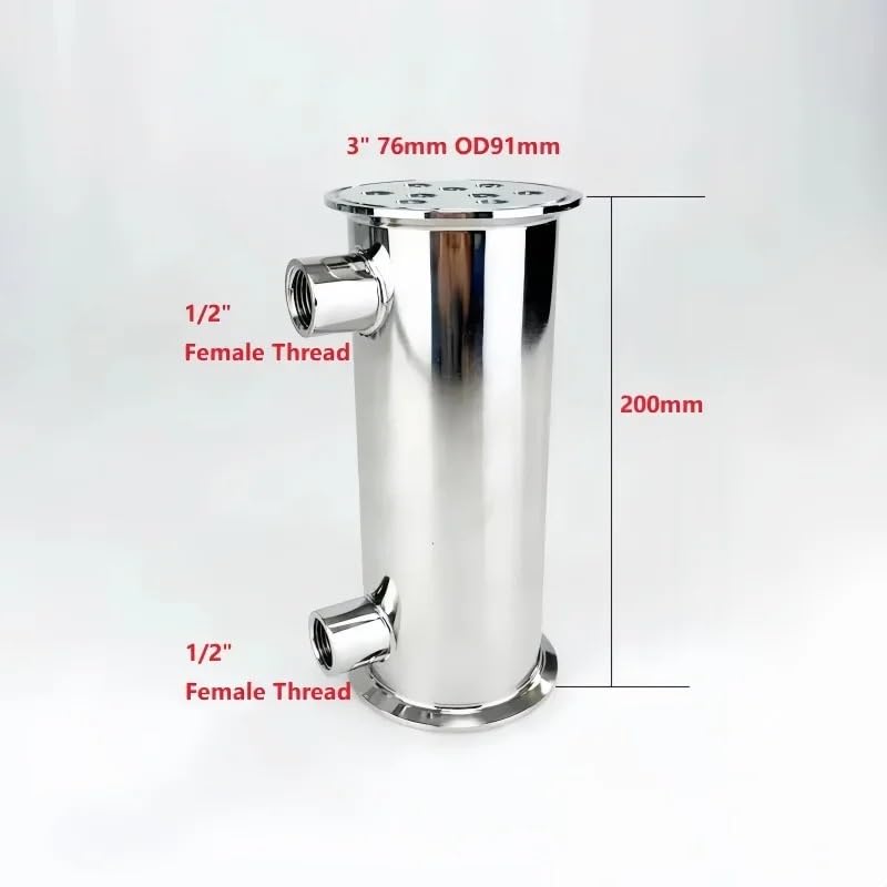 Wymiennik ciepła ze stali nierdzewnej 304 i rura 3 "(76,2 mm) OD91 mm z gwintem męskim/żeńskim 1/2" lub 1/4" Przemysłowa złączka rurowa(Female Thread,1/2")