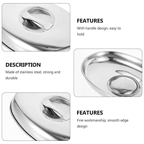 Griddle Accessories Basting Cover Cheese Melting Dome Oval Shape Food Cover Lid Metal Pot Lid Cover Stainless Steel Steaming Cover With Handle For Bbq Griddle Grill Tabletop Grill #TOP2