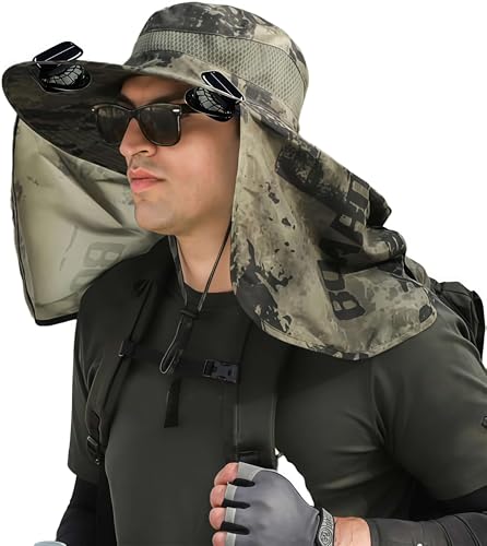 Casquette solaire rechargeable à large bord pour des sessions de pêche confortables en plein air