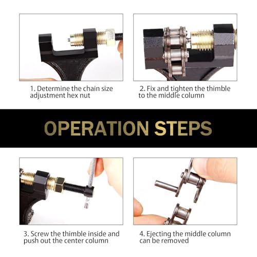 Image of 1 PC Motorcycle Chain Breaker, #420-530 Chain Breaker Tool, Waterproof Durable Metal Chain Link Removal Tool, Compatible with ATV Quad Go Kart Scooter Tractor Motorcycle (Black)