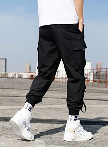 Men's Jogger Pants Punk Cargo Baggy Techwear Streetwear Hip Hop Couple Women Unisex Sports Casual Pants Black-09 X-Large #TOP4