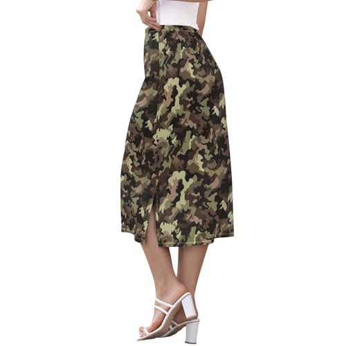 Women's Flowy High Waist Midi Skirts Beach Double Split Skirt2