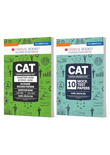 Image of Oswaal CAT 25 Years' Solved Papers + 10 Mock Test Papers (Set of 2 books) | For 2025 Exam