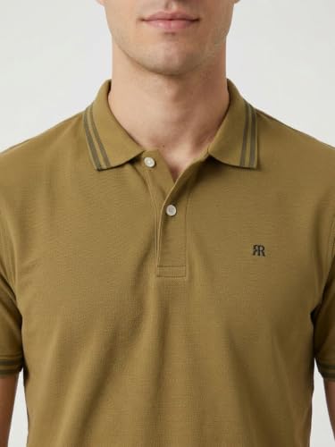 Image of Raymond Men Modern Fit Solid Pattern Pure Cotton Polo Neck Half Sleeve Casual T-Shirt