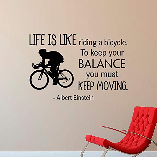 N.SunForest Albert Einstein Quote Wall Decal Life is Like Riding A Bicycle Motivational