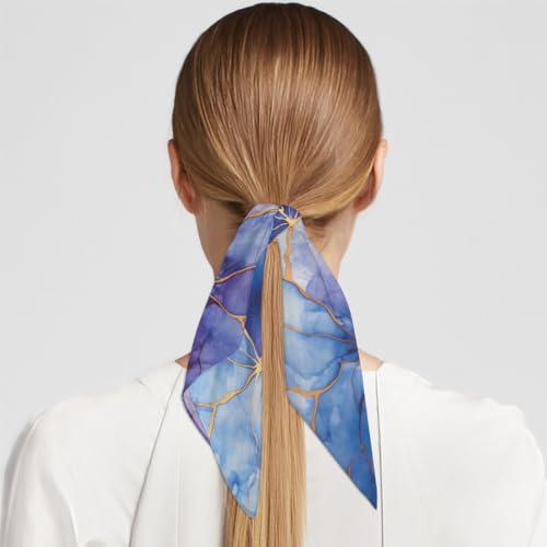 Purple Blue Marble Floral Silk Scarf for Women Girls Hair Head Silk Scarf Square Purse Satin Scarves Bandana Wraps4
