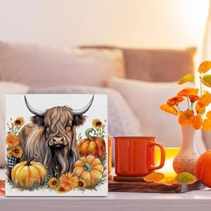 Farmhouse Fall Decor Autumn Decorations Pumpkin Cow Wooden Sign Fall Home Decor Indoor for Desk Table Shelf 5 X 5 Inches Farmhouse Fall Decor Autumn Decorations Pumpkin Cow Wooden Sign Fall Home Decor Indoor for Desk Table Shelf 5 X 5 Inches